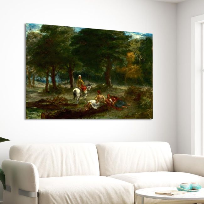 Canvas print Greek cavalry warriors resting, Eugene Delacroix