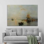 Canvas print Boats and anchored ships, Volanakis