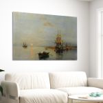 Canvas print Boats and anchored ships, Volanakis