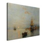 Canvas print Boats and anchored ships, Volanakis