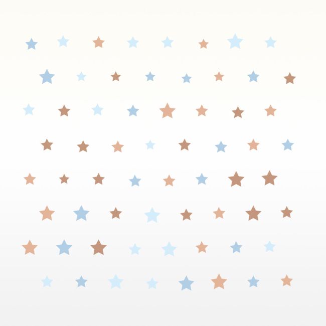 Brown & blue self-adhesive stars for kids, minimalist wall decor.