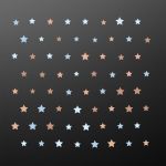 Brown & light blue star stickers. Scattered playful design on dark background for kids.