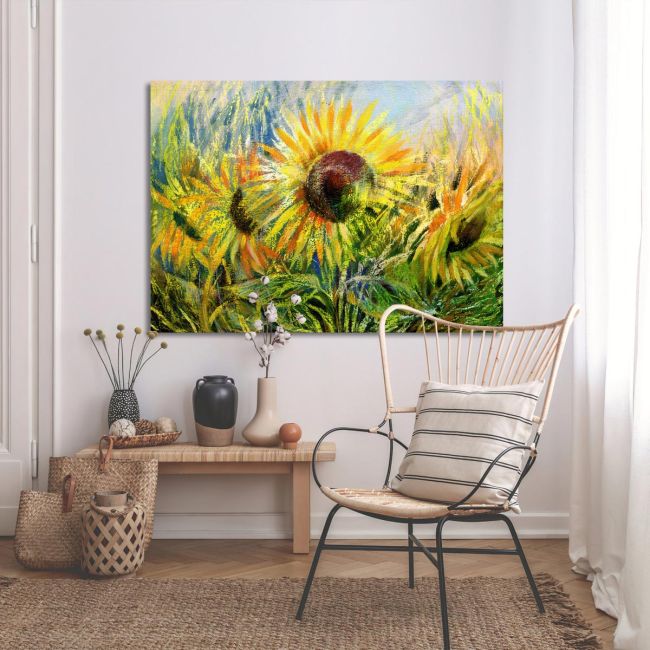 Πίνακας σε καμβά Ηλιοτρόπια, Sunflower field