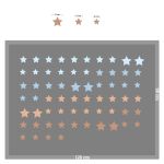 Brown & light blue star wall stickers in various sizes, arranged in rows on a grey background.