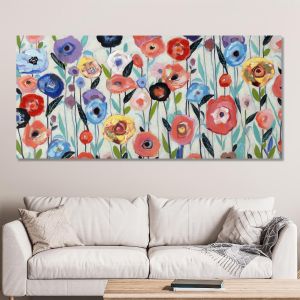 Canvas print Flowers in many colours III, panoramic 2