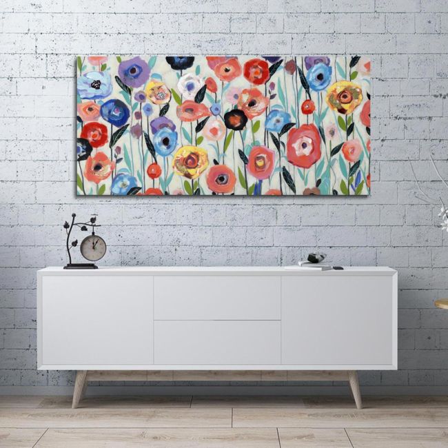 Canvas print Flowers in many colours III, panoramic