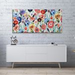 Canvas print Flowers in many colours III, panoramic