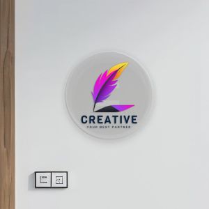Entrance Sign, plexiglass transparent color print, round 2