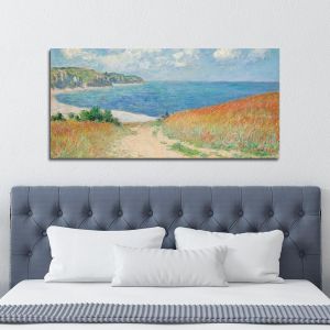 Canvas print Path in the wheat fields, Monet C, reproduction