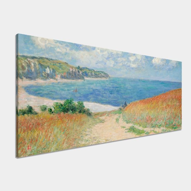 Canvas print Path in the wheat fields, Monet C, reproduction