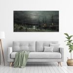 Canvas print Volos's harbour by night, Volanakis, reproduction