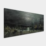 Canvas print Volos's harbour by night, Volanakis, reproduction