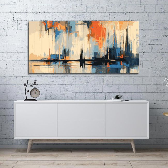 Canvas print Blue, black, orange
