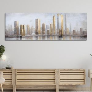 Canvas print Golden winter cityscape