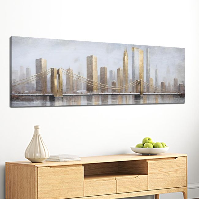 Canvas print Golden winter cityscape