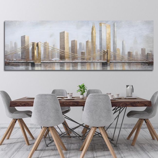 Canvas print Golden winter cityscape