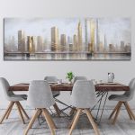 Canvas print Golden winter cityscape