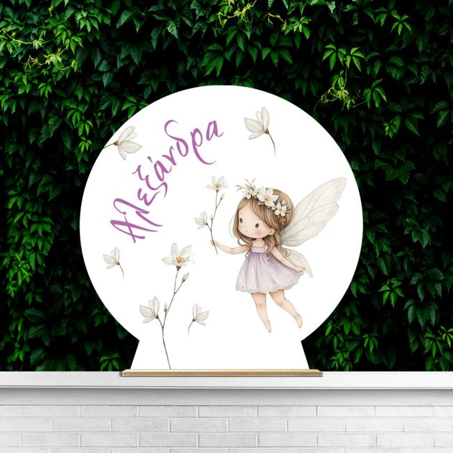 Wooden candy bar sign, Romantic fairy Fairy with flower