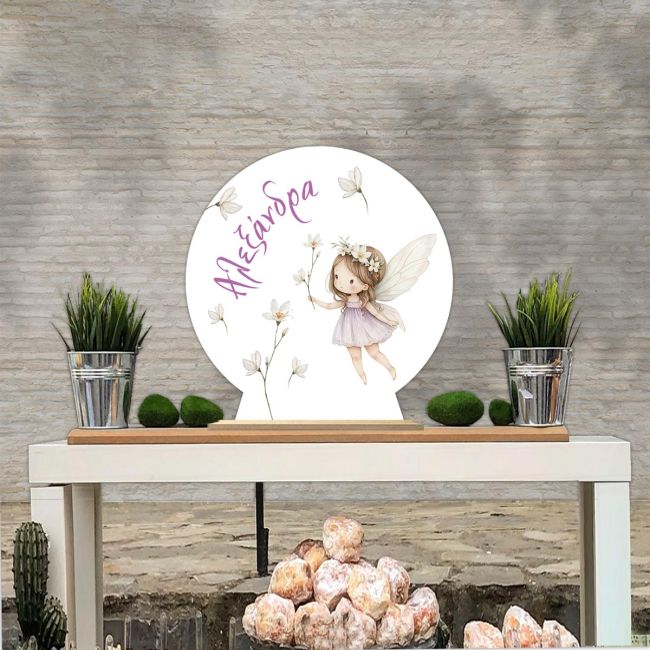 Wooden candy bar sign, Romantic fairy Fairy with flower