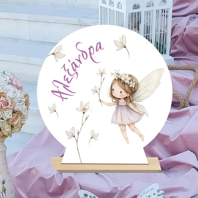 Wooden candy bar sign, Romantic fairy Fairy with flower