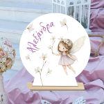 Wooden candy bar sign, Romantic fairy Fairy with flower