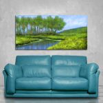 Canvas print Green landscape with river