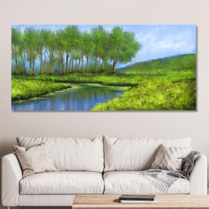 Canvas print Green landscape with river 2