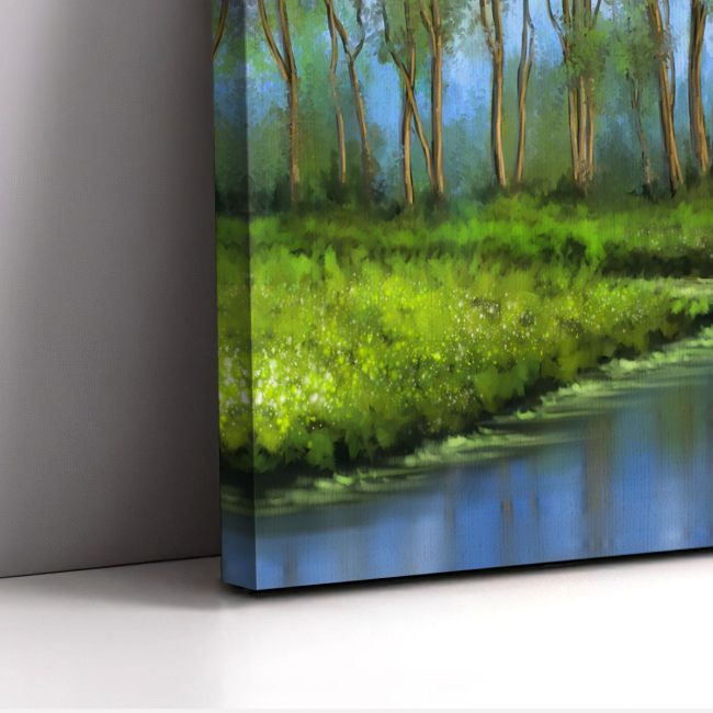 Πίνακας ζωγραφικής Green landscape with river