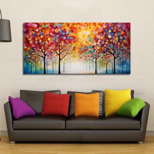 Canvas print Impasto colorful trees