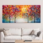 Canvas print Impasto colorful trees