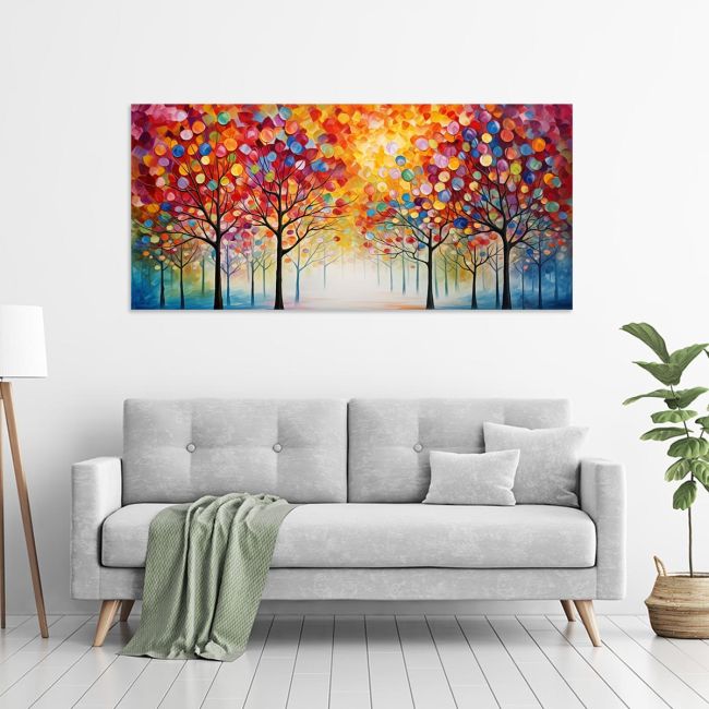 Canvas print Impasto colorful trees