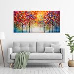 Canvas print Impasto colorful trees