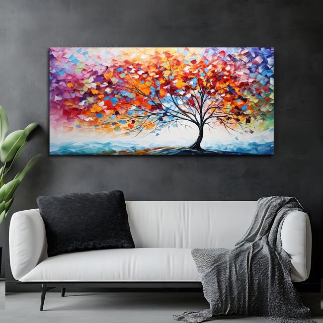 Canvas print Impasto colorful tree