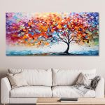 Canvas print Impasto colorful tree