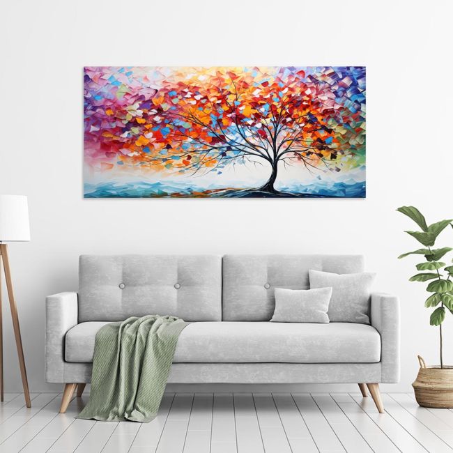 Canvas print Impasto colorful tree
