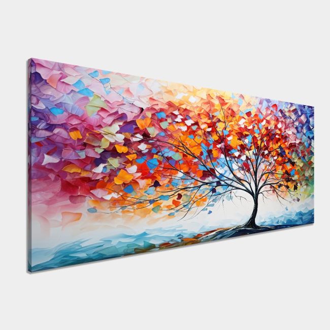 Canvas print Impasto colorful tree