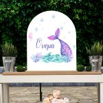 Painted mermaid tail, Wooden arch sign