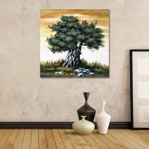 Canvas print Olive tree in sunset