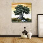 Canvas print Olive tree in sunset