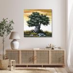 Canvas print Olive tree in sunset