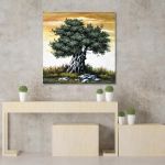 Canvas print Olive tree in sunset