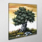 Canvas print Olive tree in sunset