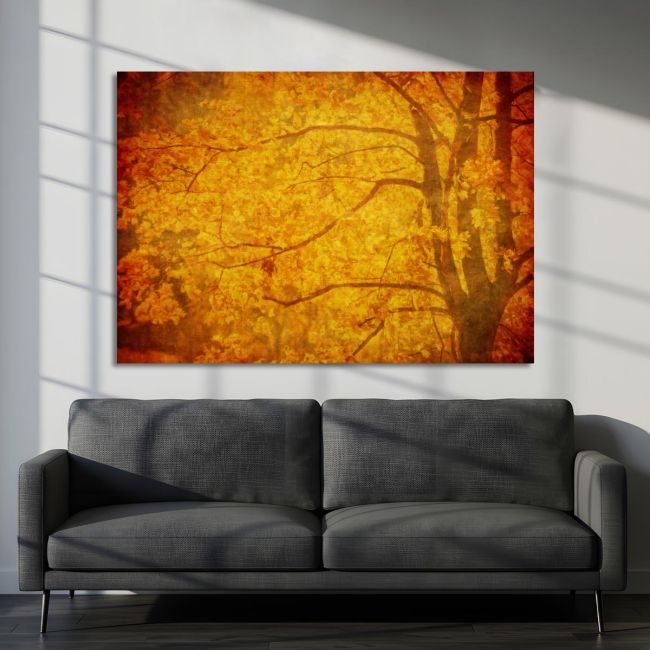 Canvas print Grunge background with autumn leaves