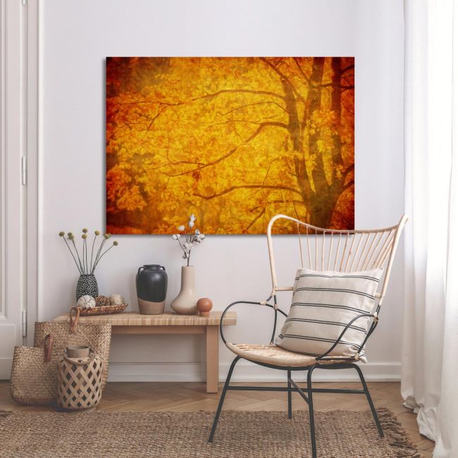 Canvas print Grunge background with autumn leaves