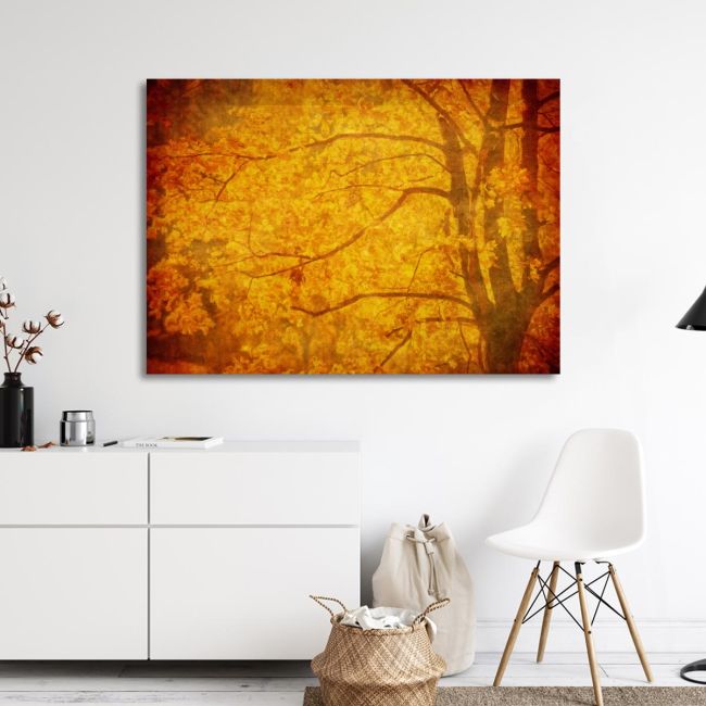 Πίνακας σε καμβά Grunge background with autumn leaves