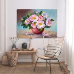 Canvas print Spring pink wild roses in a vase