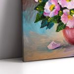 Canvas print Spring pink wild roses in a vase