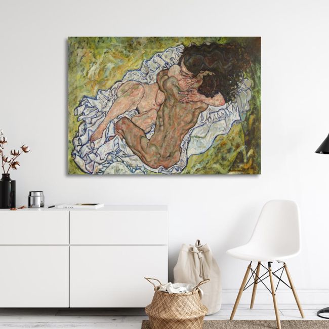 Canvas print The embrace, Schiele Egon