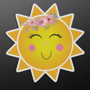 Wooden figure printed circular Sun Watercolor 2