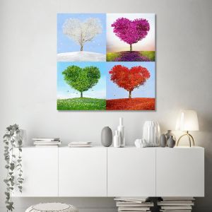 Πίνακας σε καμβά Τέσσερις εποχές, Tree of love four seasons